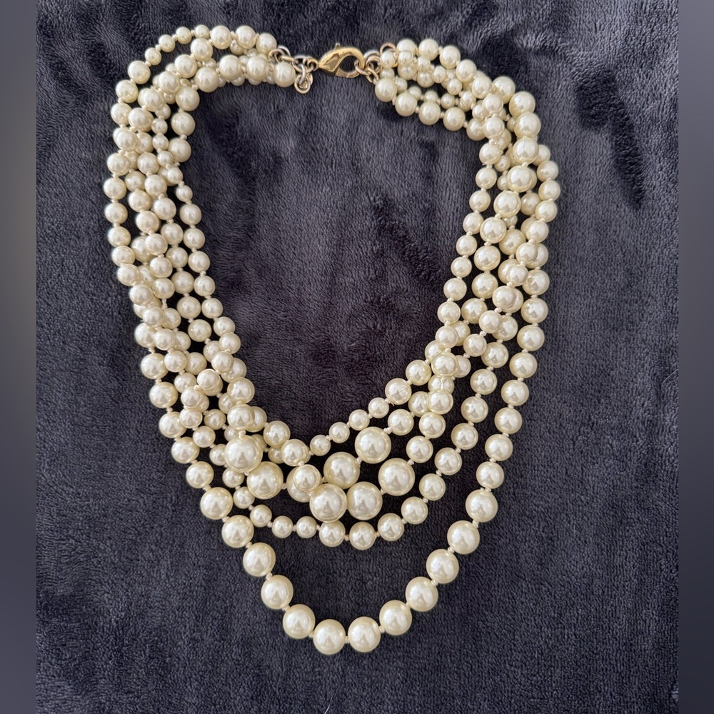 J. Crew Factory Multi-Strand Cream Pearl Necklace